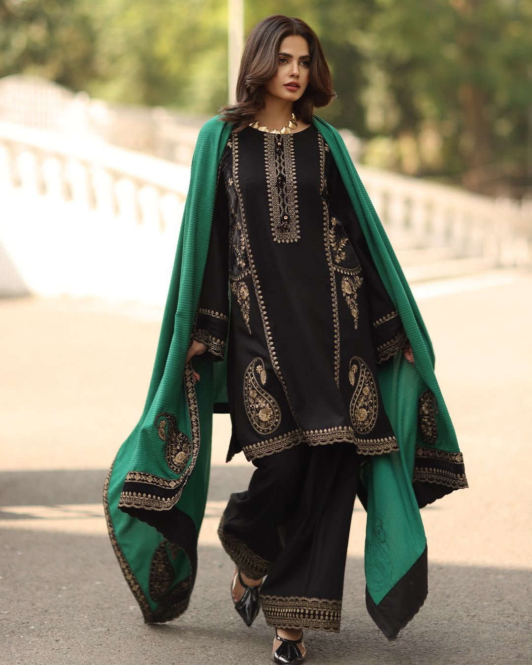 Charizma Winter 2026 Heavy Embroidered Dhank 3 Piece Suit with Ready-to-Wear Shawl