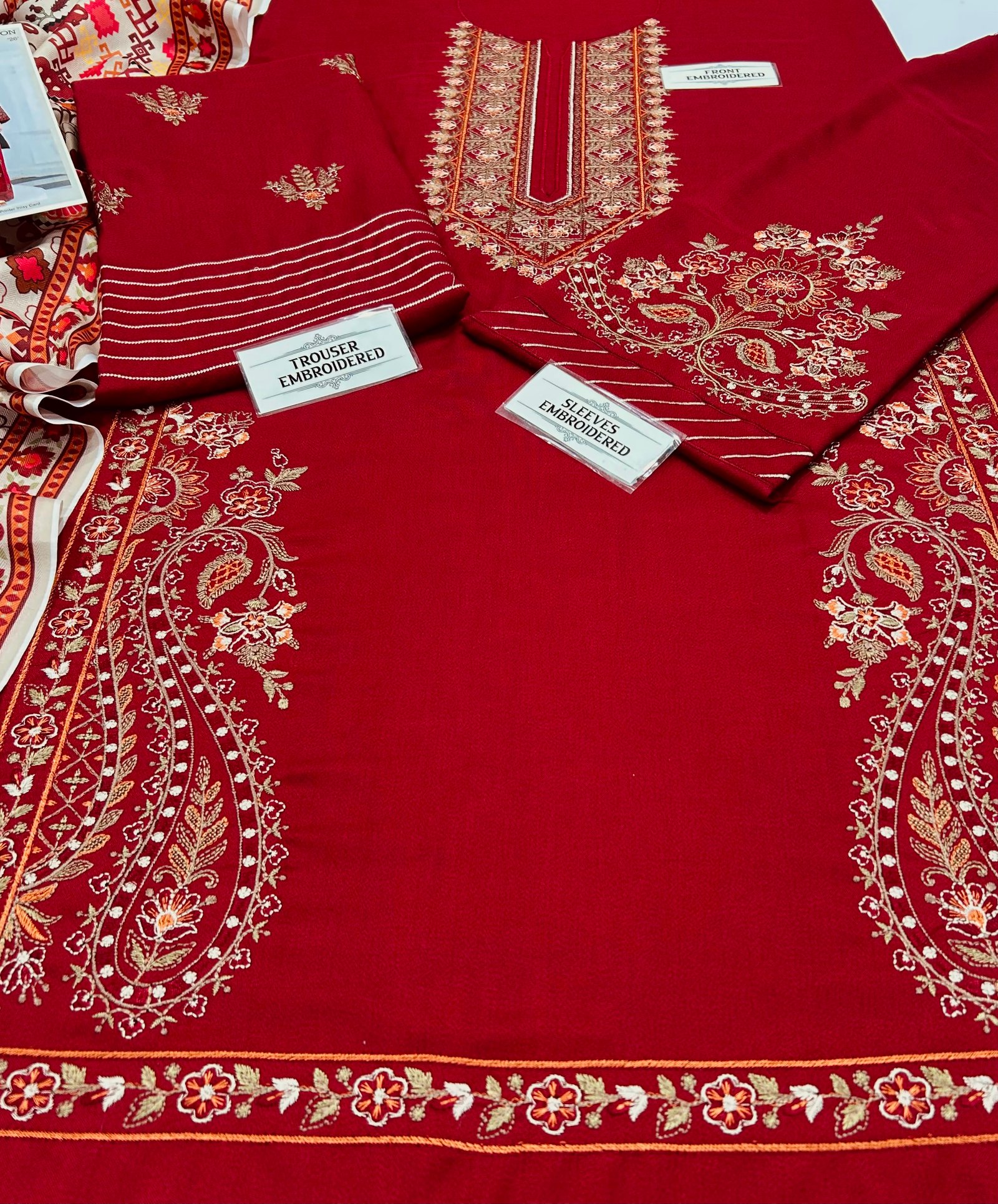 Batik Winter 2026 Heavy Embroidered Dhank 3 Piece Unstitched Suit with Wool Shawl - Image 5