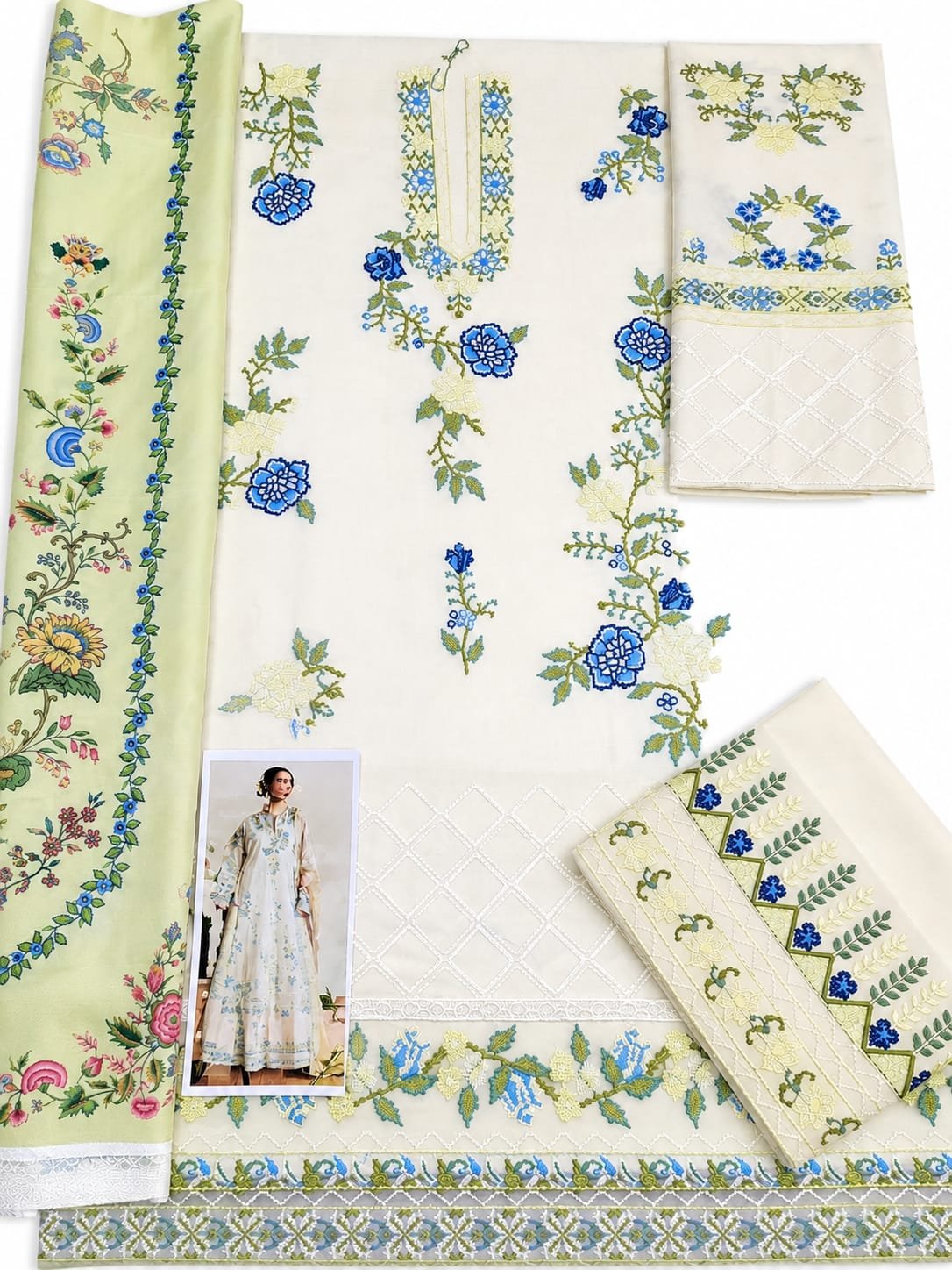 Zara Shahjahan Winter 2026 Embroidered Dhank 3 Piece Unstitched Suit with Wool Shawl - Image 2
