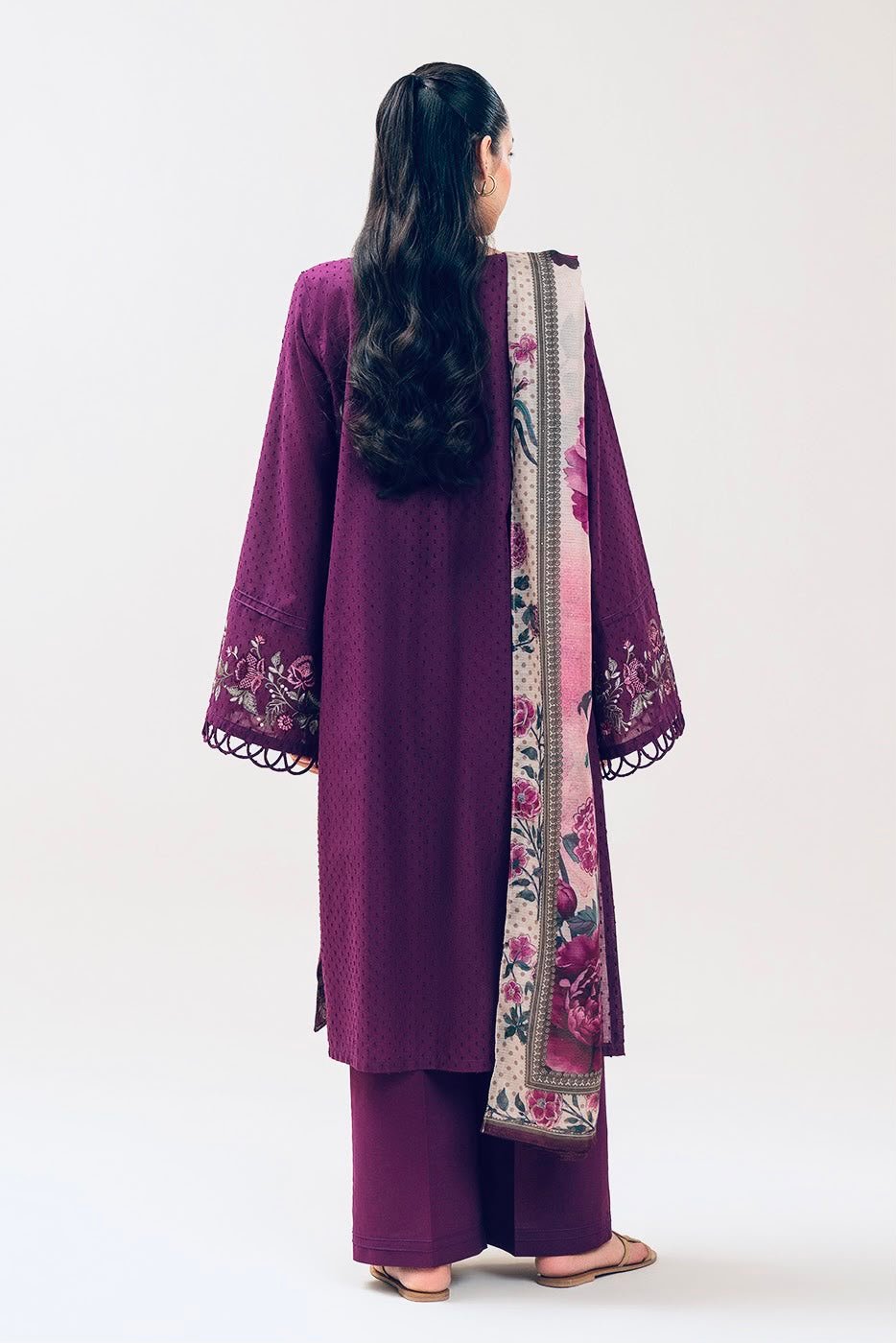 Beechtree Winter 2026 Heavy Embroidered Dhank 3 Piece Unstitched Suit with Wool Shawl