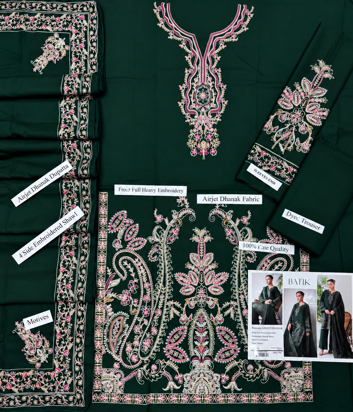 BATIK Winter Collection 2026-27 3 Piece Embroidered Dhank Suit - Image 2