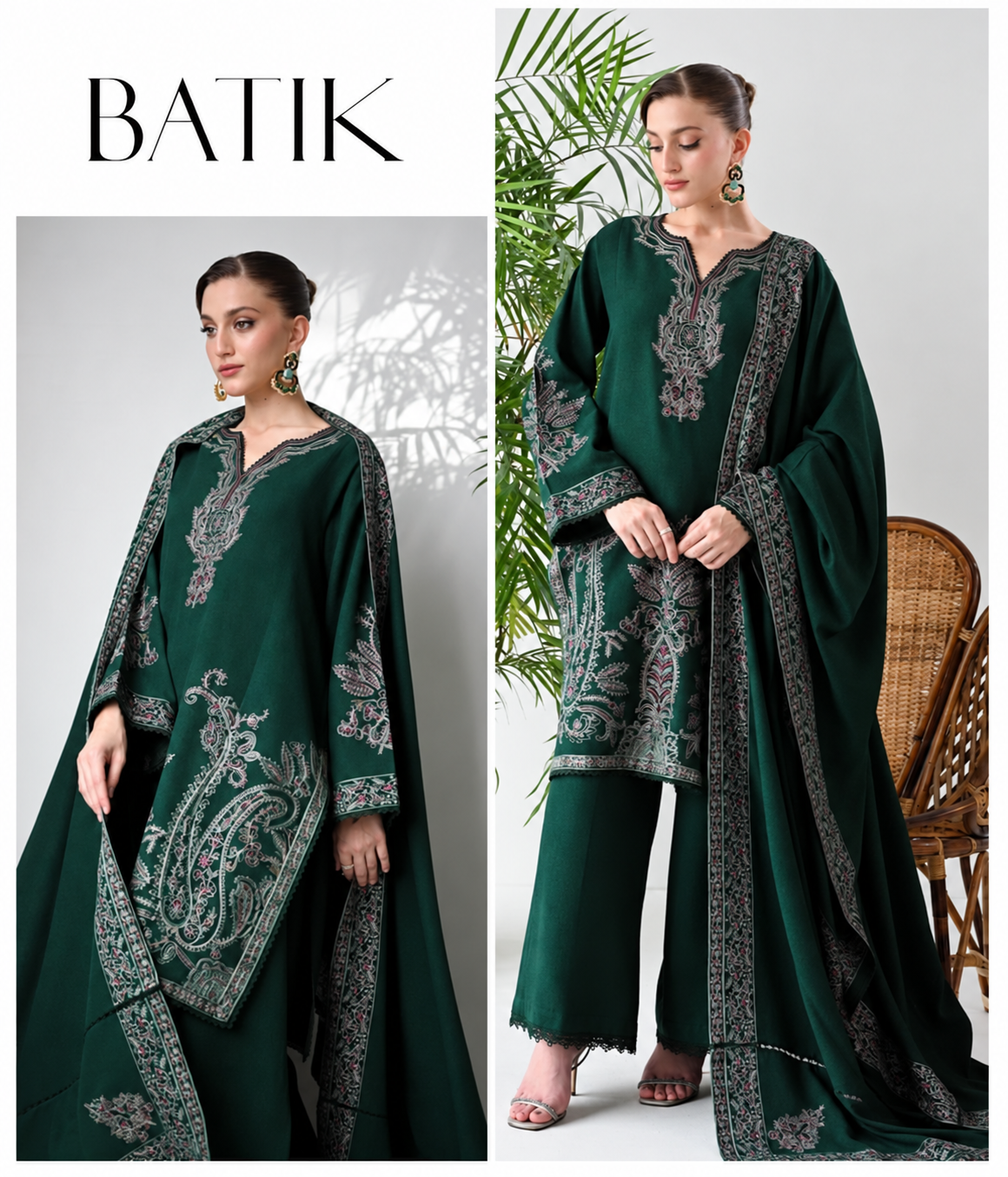 BATIK Winter Collection 2026-27 3 Piece Embroidered Dhank Suit - Image 1