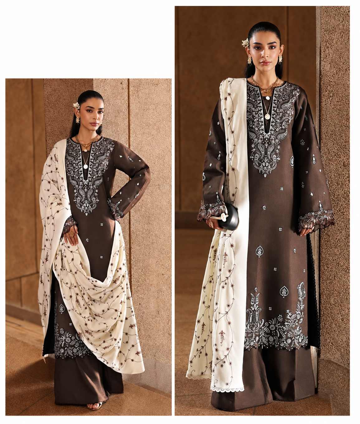 RAJBARI Winter Collection 2026/27 3 Piece Embroidered Dhank Suit - Image 1